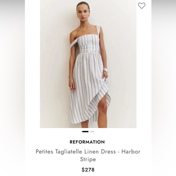 Reformation Tagliatelle linen dress in harbor stripe - Picture 2 of 6